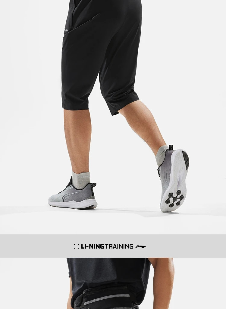 李宁/LI NING 健身系列男子直筒排湿速干七分运动裤四面弹面料AKQU401