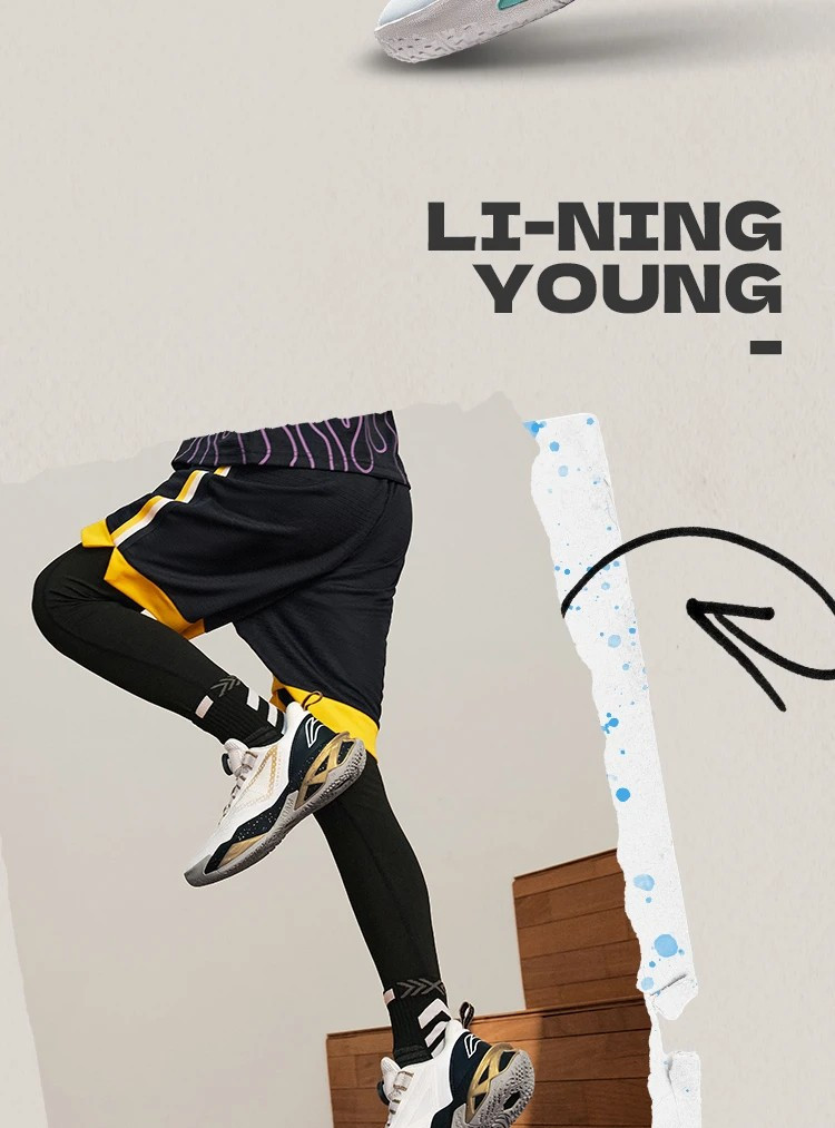 李宁/LI NING 男大童支撑稳定童篮球鞋青少年运动鞋防滑YKBU080