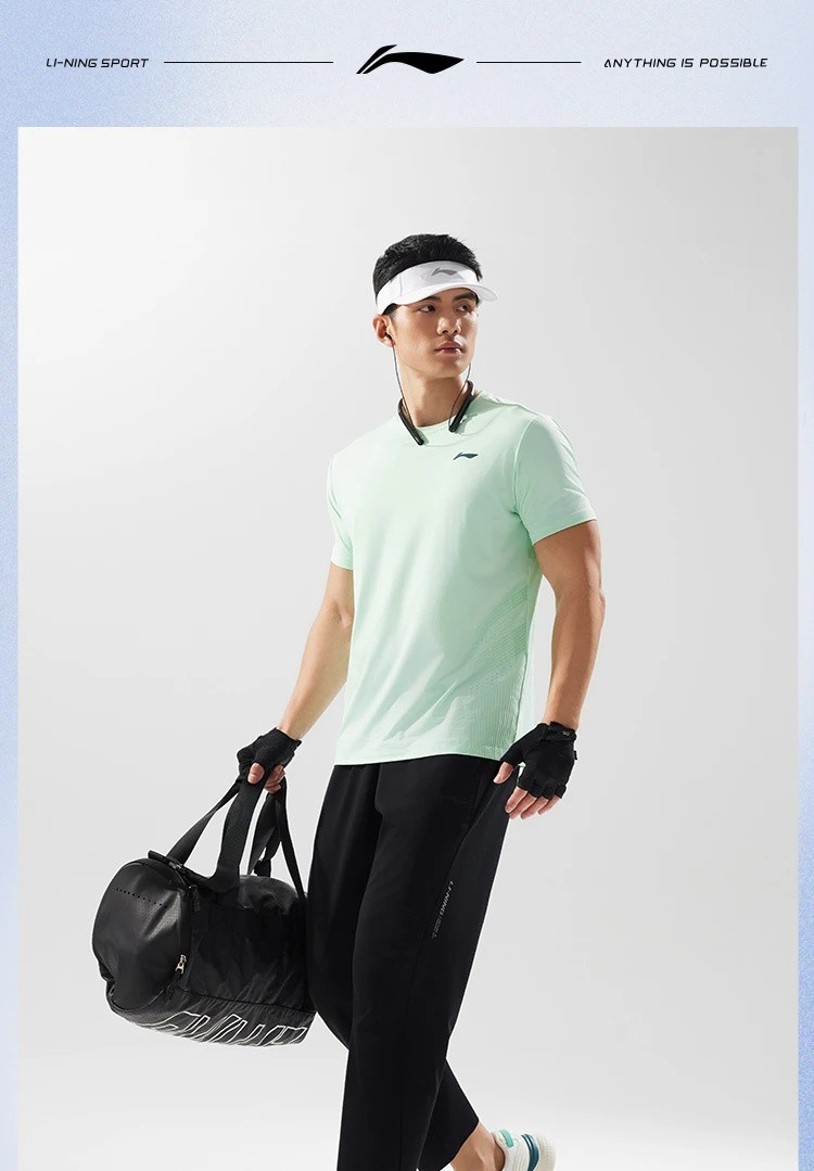 李宁/LI NING 健身系列男子冰感舒适吸湿排汗直筒卫裤透气夏AKLV159