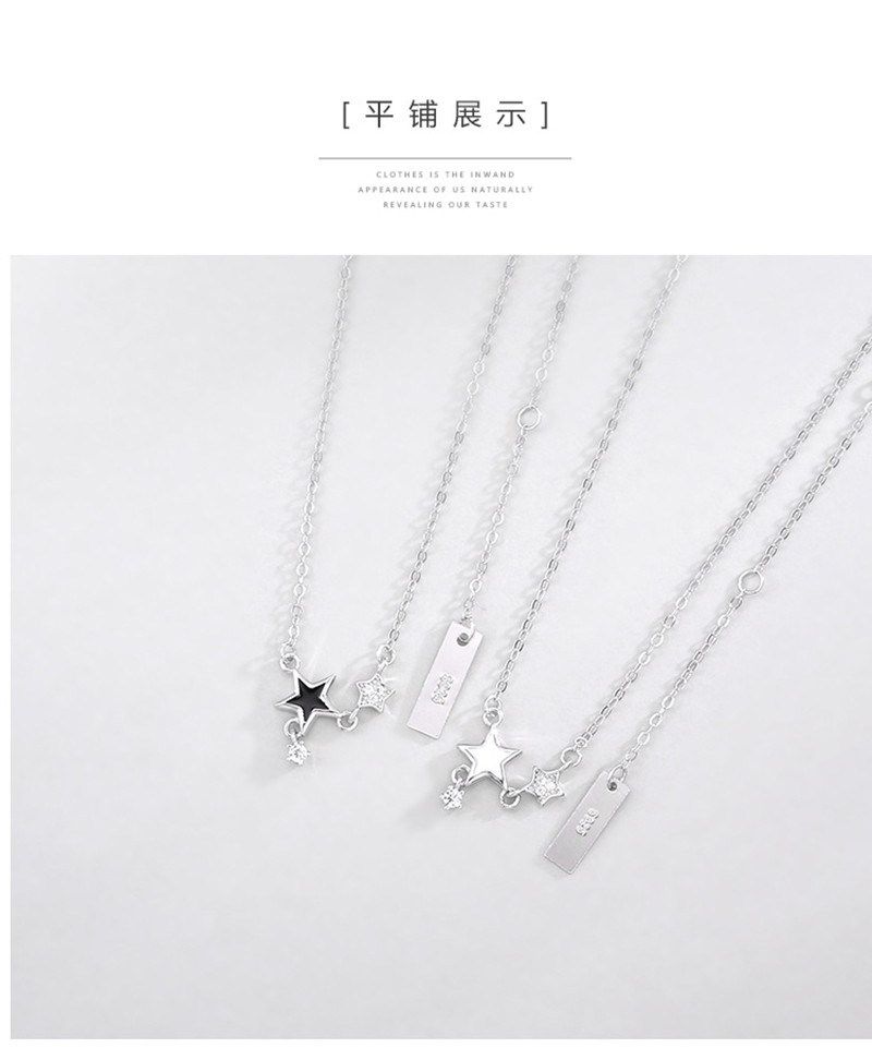 漂亮百合 韩版气质S925纯银星星锆石锁骨链时尚项链星星项链