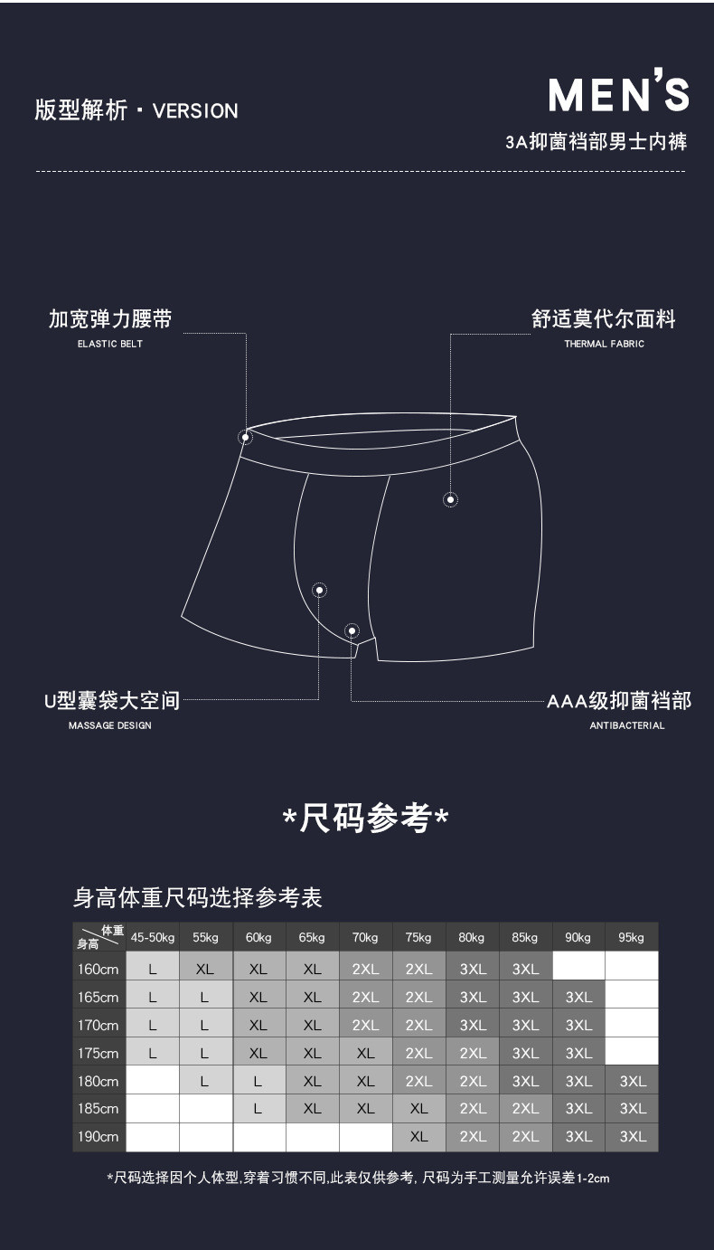  【领劵立减10元】新款男士无痕60支莫代尔3A抑菌奢享裤纯色高弹力男士平角裤4条/组