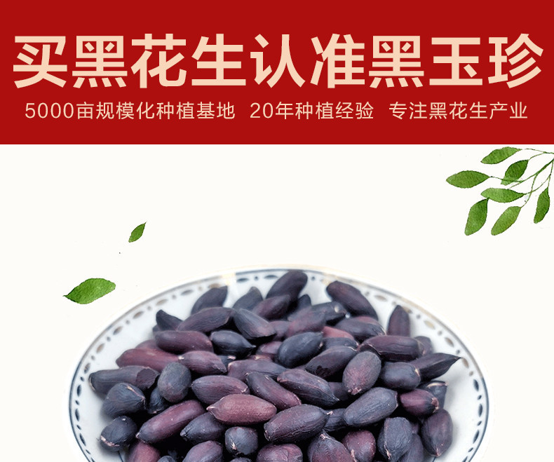 邮乡甜 【领劵立减5】黑玉珍 新货生黑花生米500g 黑花生仁米