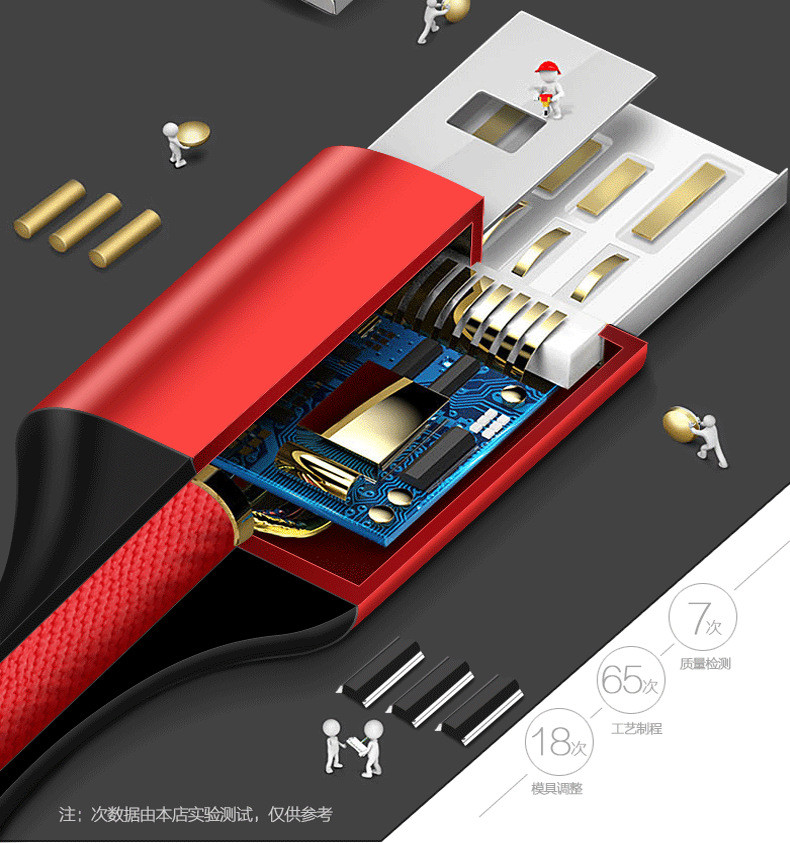 一拖三数据线适用iPhone安卓type-c手机三合一充电线 安全快充