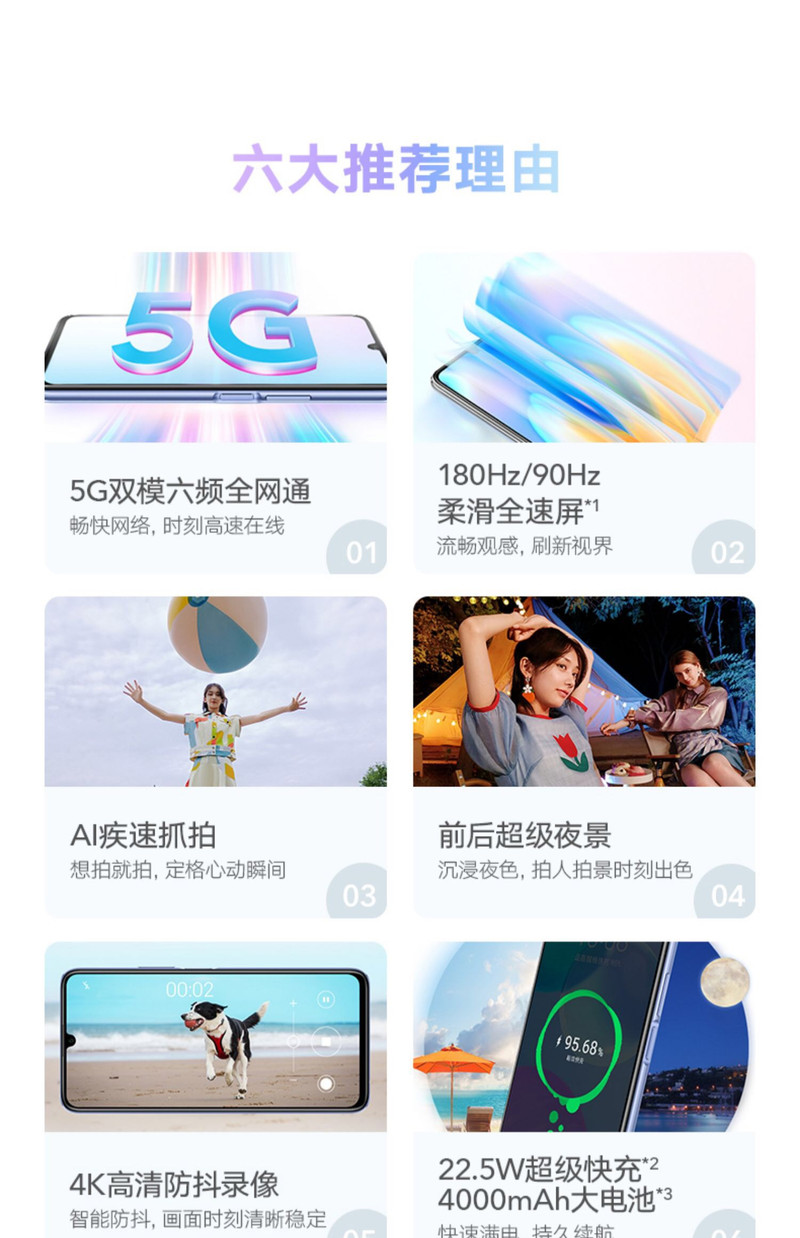 华为/HUAWEI 荣耀 30青春版   6GB+128GB 5G双模 6.5英寸柔滑全速屏手机