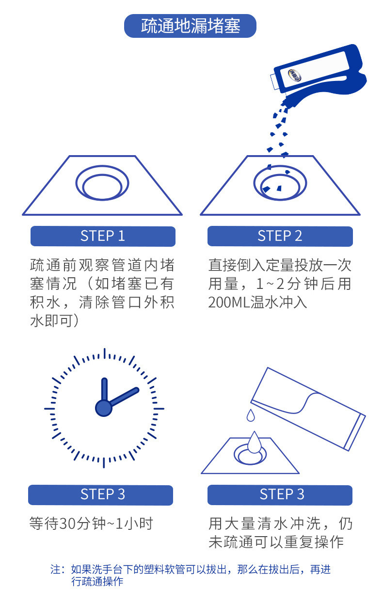 老管家强力管道疏通剂卫生间马桶地漏厨房下水道油污除臭