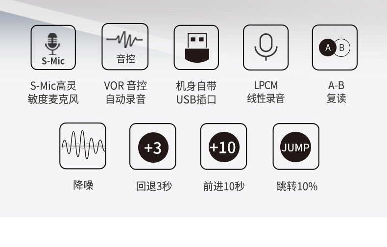 索尼/SONY数码录音棒 ICD-UX570F 4GB智能降噪录音笔 商务学习 便携FM调频广播