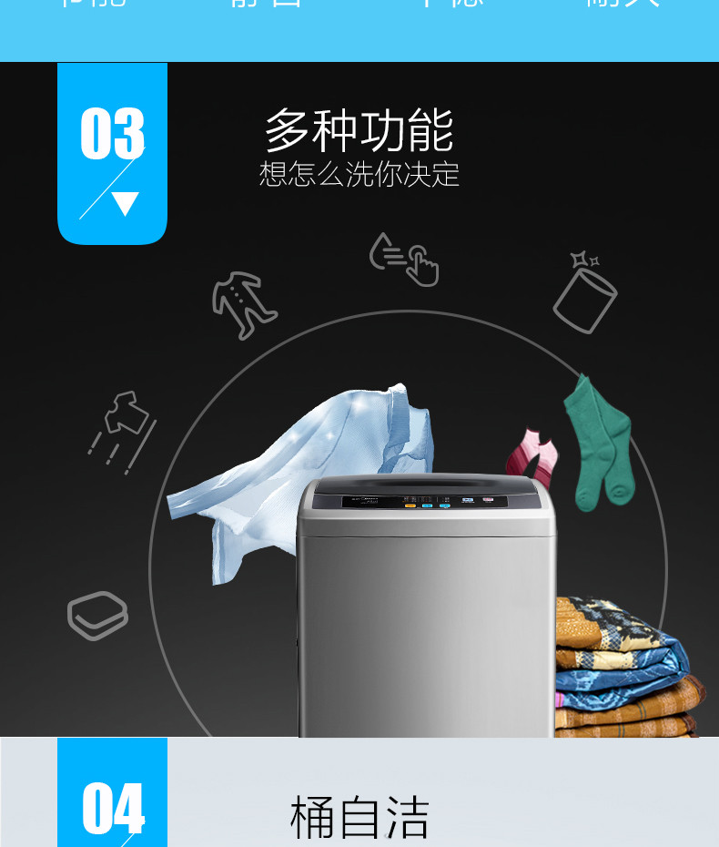 美的（Midea）波轮洗衣机全自动小型6.5公斤kg 迷你家用下排水 MB65-1000H节能省电