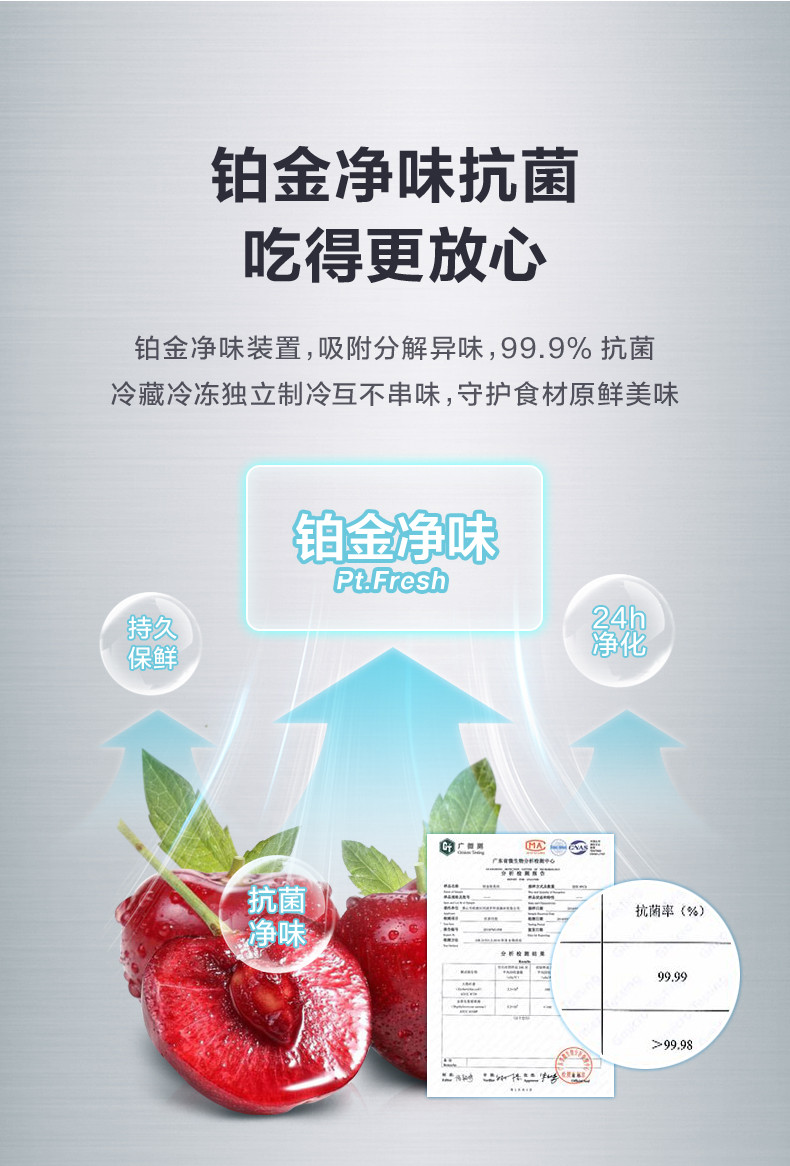 美的/MIDEA 十字对开四门家用智能一级能效变频风冷无霜电冰箱大冰箱BCD-465WTPZM(E)