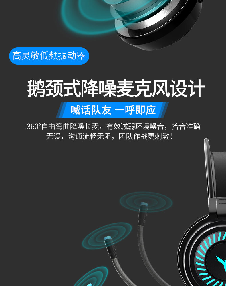 游戏耳麦头戴式耳机有线电脑耳机带麦吃鸡电竞听声辨位带话筒手机