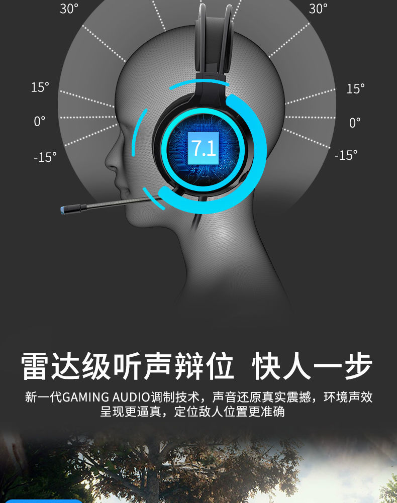 游戏耳麦头戴式耳机有线电脑耳机带麦吃鸡电竞听声辨位带话筒手机