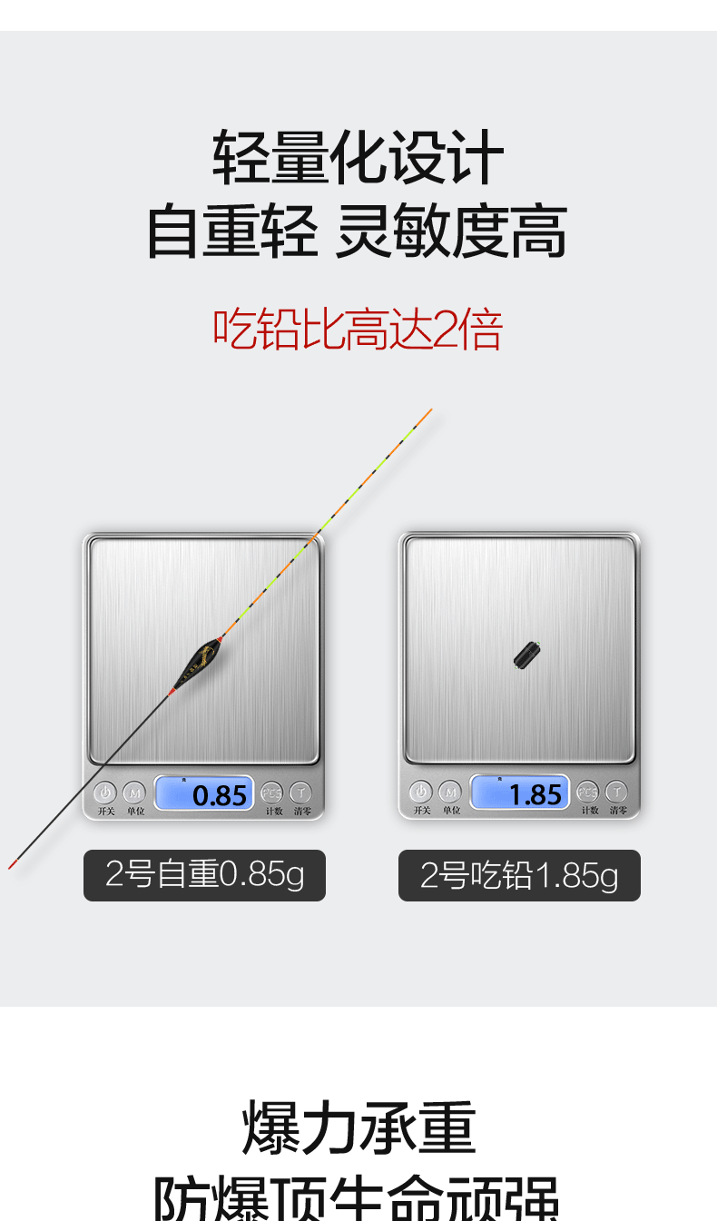 轻口高灵敏红绿尾鱼漂套装醒目加粗尾浮漂防风浪抗走水鲤鱼鲫鱼漂