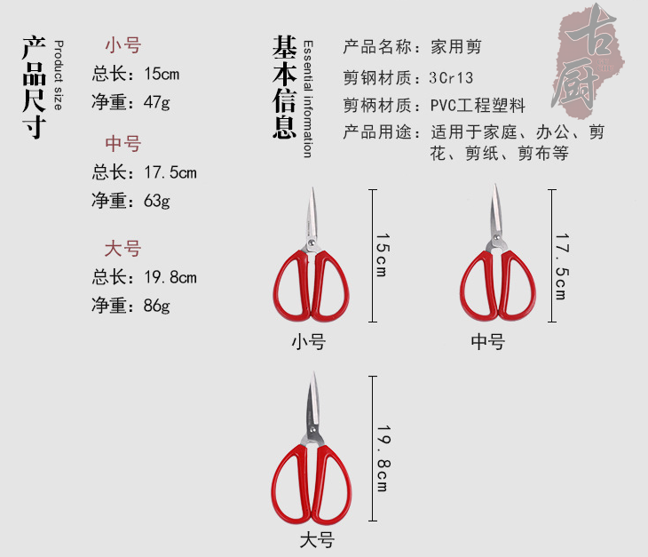 工厂直供厨房软塑剪家用不锈钢剪刀多功能剪刀