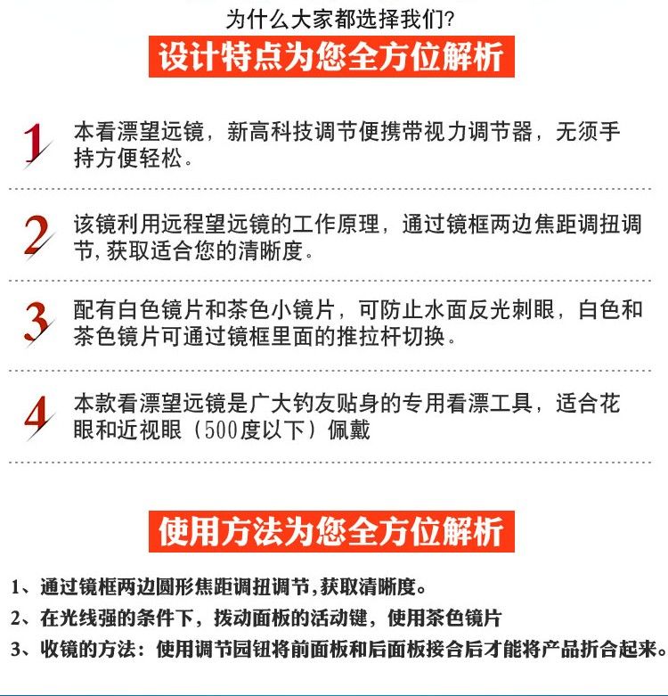 新款钓鱼望远镜眼镜高清看漂拉近放大老花近视增晰垂钓鱼用眼镜