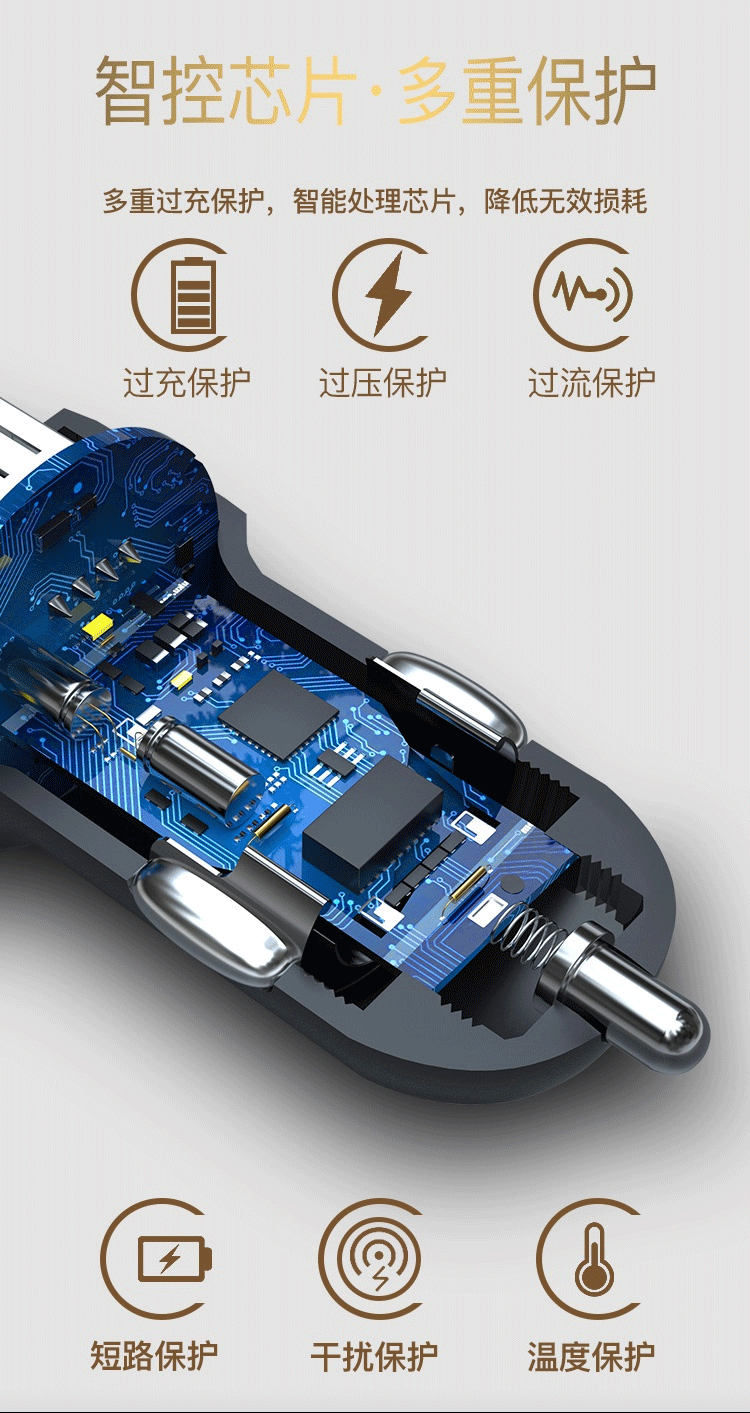 车载充电器一拖二点烟器转换插头多功能USB汽车车用手机快充车充