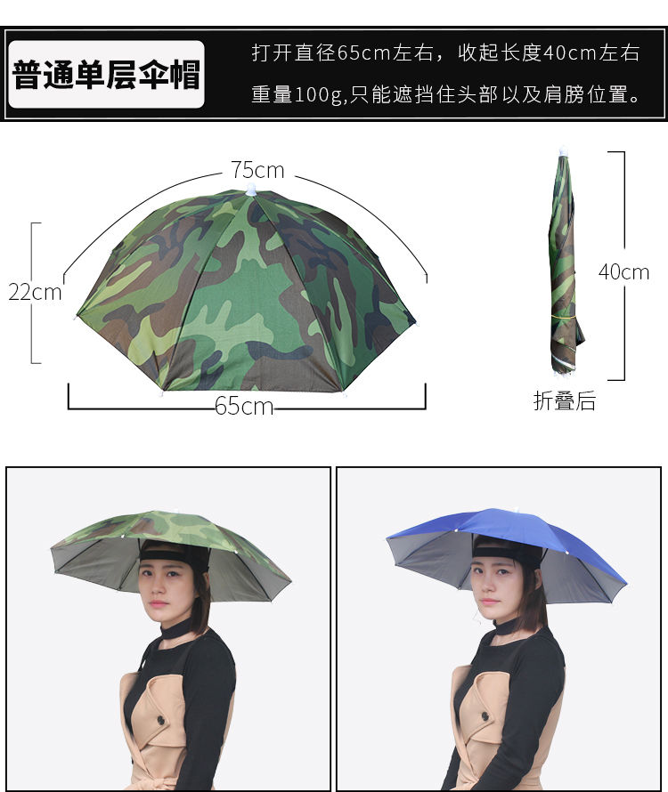 遮雨遮阳神器防紫外线头戴伞帽子伞晴雨伞帽钓鱼头伞帽遮阳帽伞