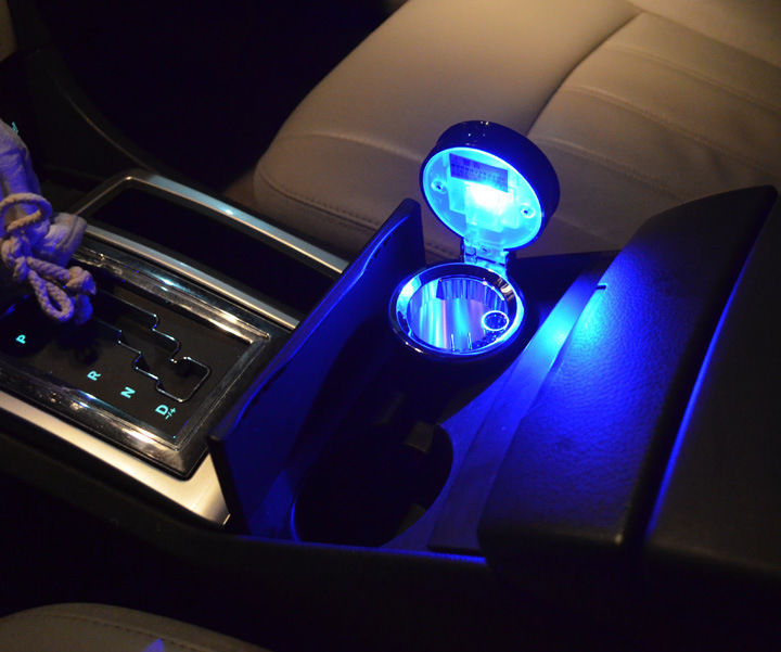 汽车车载烟灰缸创意个性有盖出风口悬挂式车内带盖LED灯车用烟缸