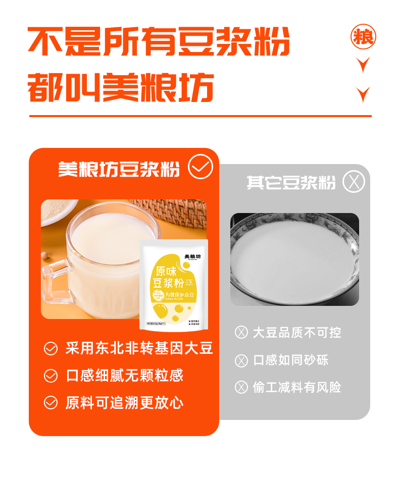 美粮坊 原味纯豆浆粉非转基因大豆速食早餐210g/袋