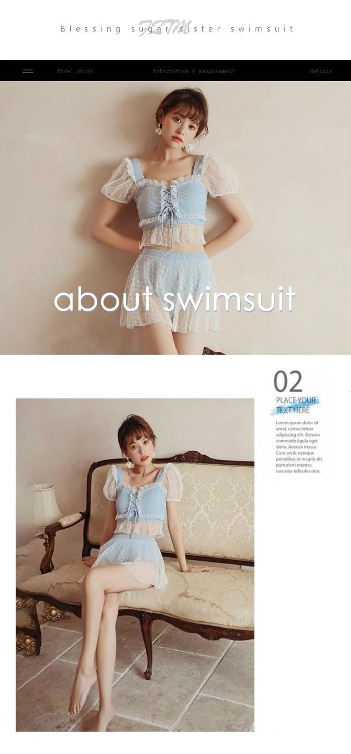 游泳衣女士分体韩国小清新泳衣学生遮肚小胸性感比基尼泡温泉泳装