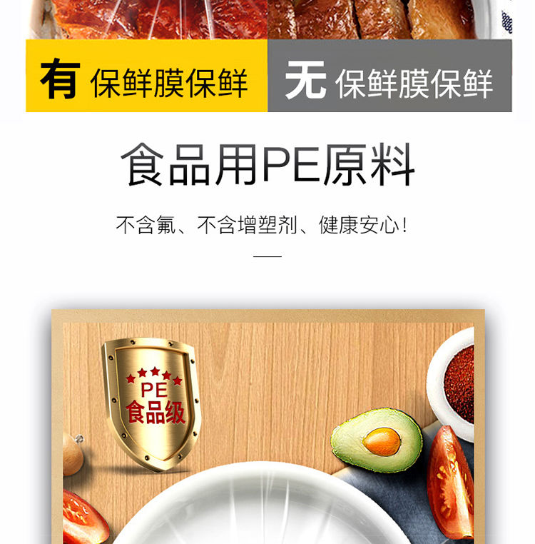 保鲜膜家用PE食品级手撕大卷一次性厨房用品冰箱点断式耐高温批发