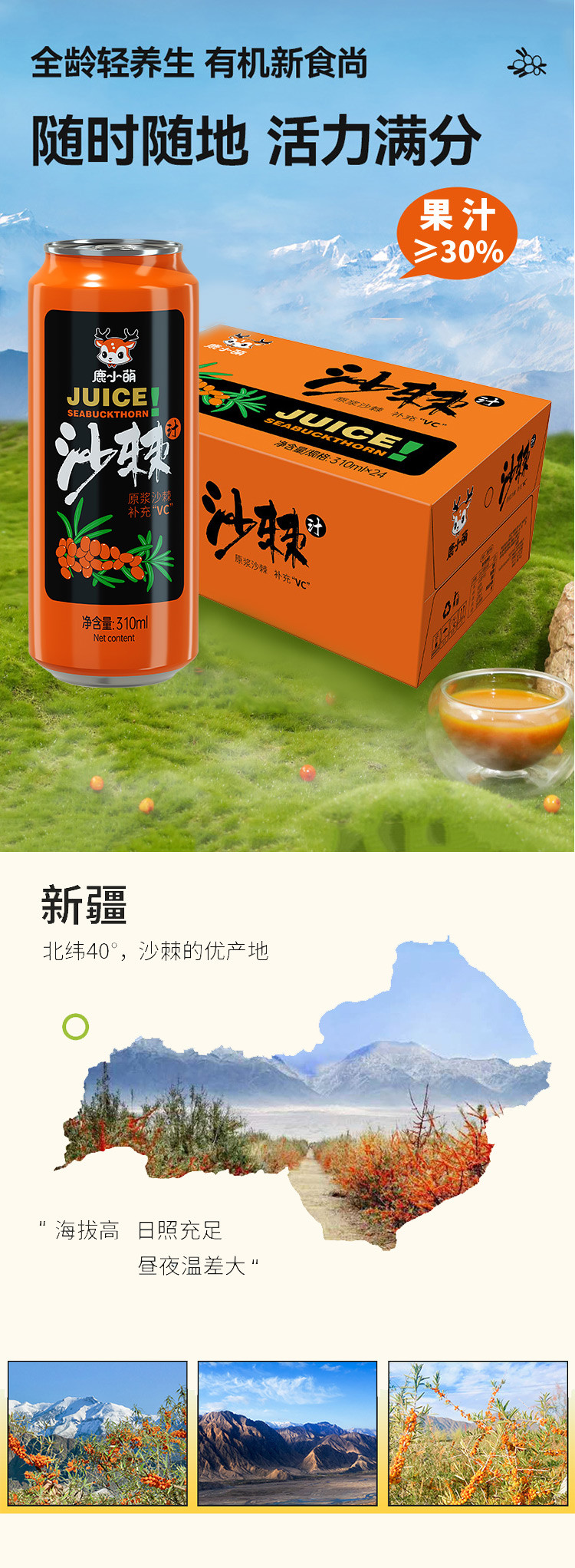 鹿小萌 沙棘汁310ml*6罐