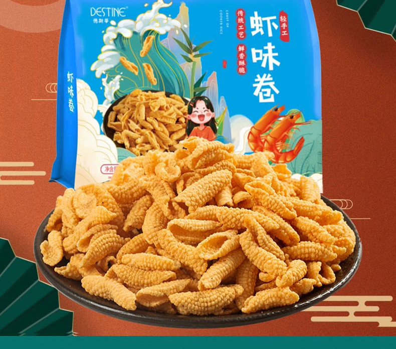 德斯蒂馋嘴网红零食400g/袋 虾味卷轻手工花椒锅巴