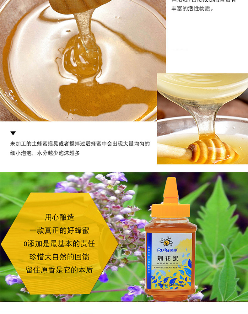 蕊源 荆花蜜500克*1瓶 蜂蜜自产成熟  河北特产