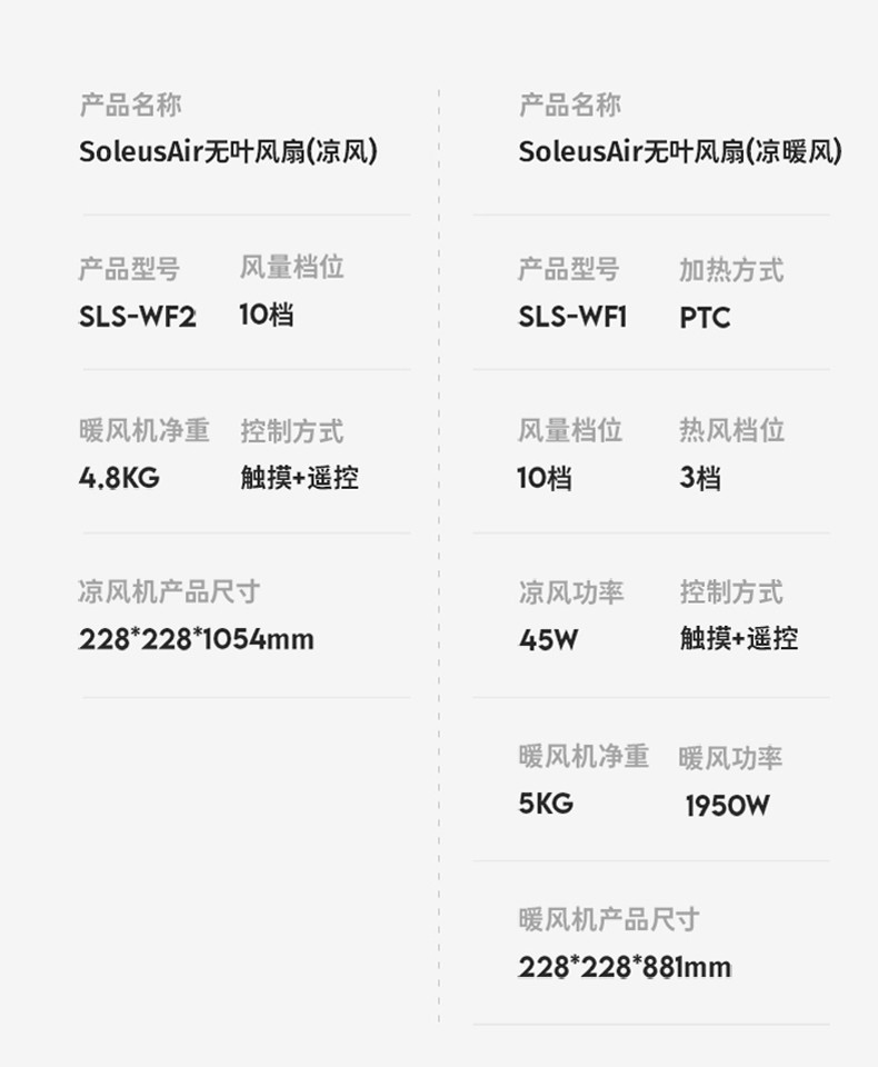 SOLEUSAIR舒乐氏家用智能净化无叶冷暖空调扇