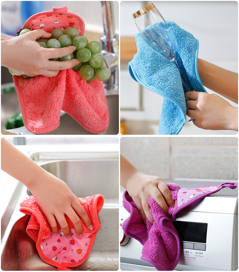  【拍一发八条】厨房擦手巾挂式可爱毛巾抹布可吸水家用卫生间加厚  宏海