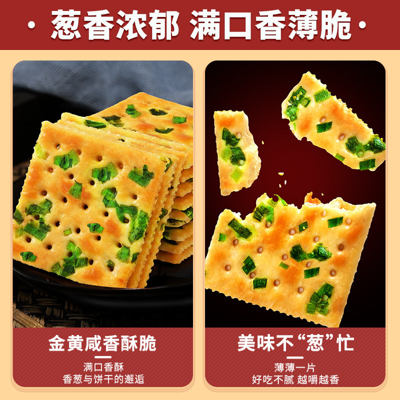 【买三发四箱】香葱苏打饼干500克早餐代餐散装网红小零食小吃 比比赞