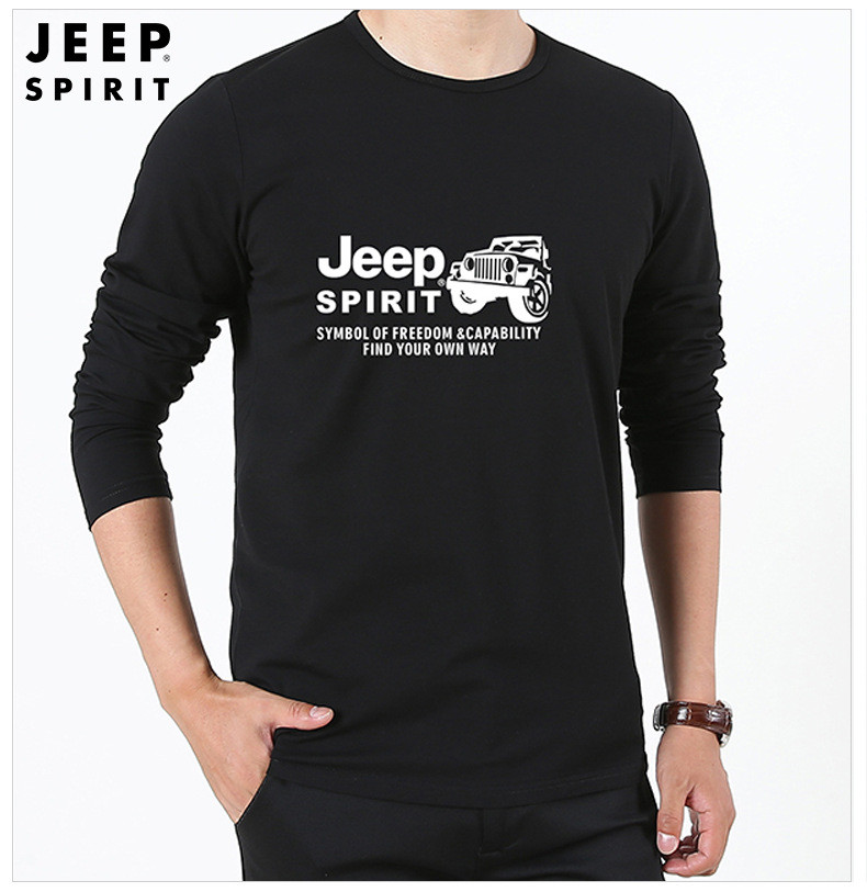 JEEP/吉普男棉圆领t恤男士长袖卫衣TS63002