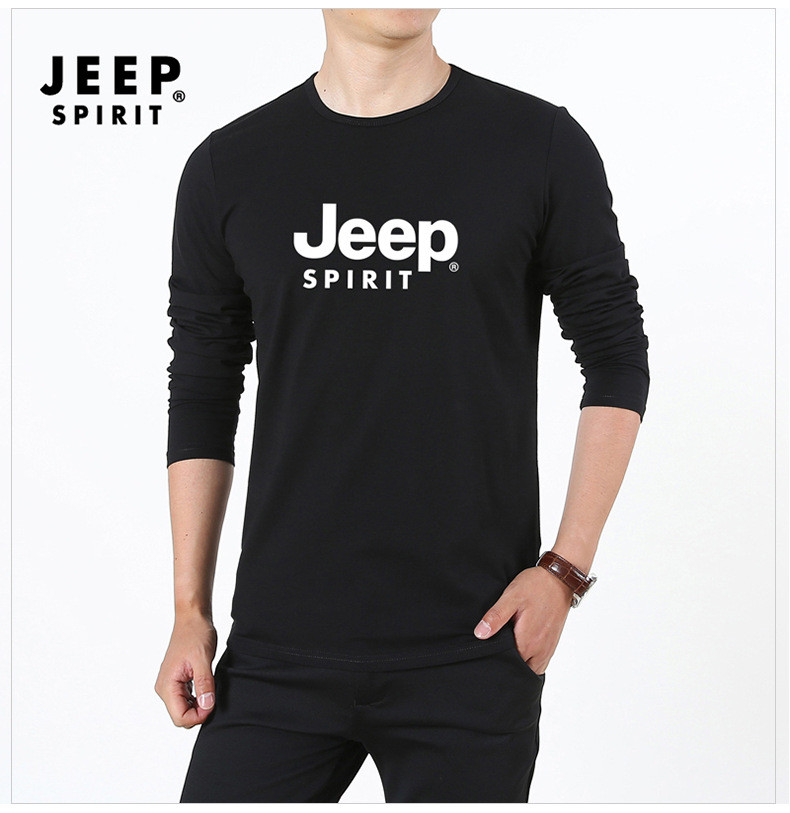 JEEP/吉普男装春秋长袖T恤男士打底衫宽松圆领卫衣TS63005