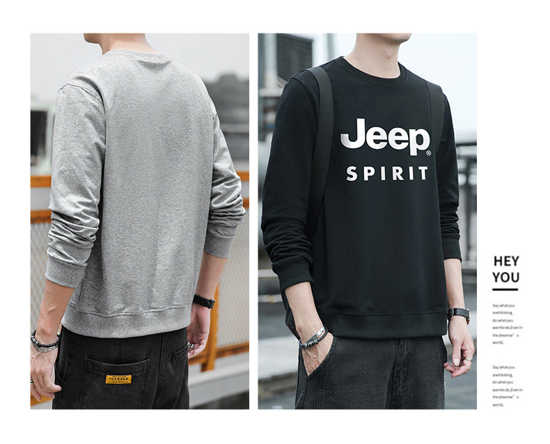 JEEP SPIRIT 男卫衣长袖休闲宽松圆领t恤大码打底衫7601