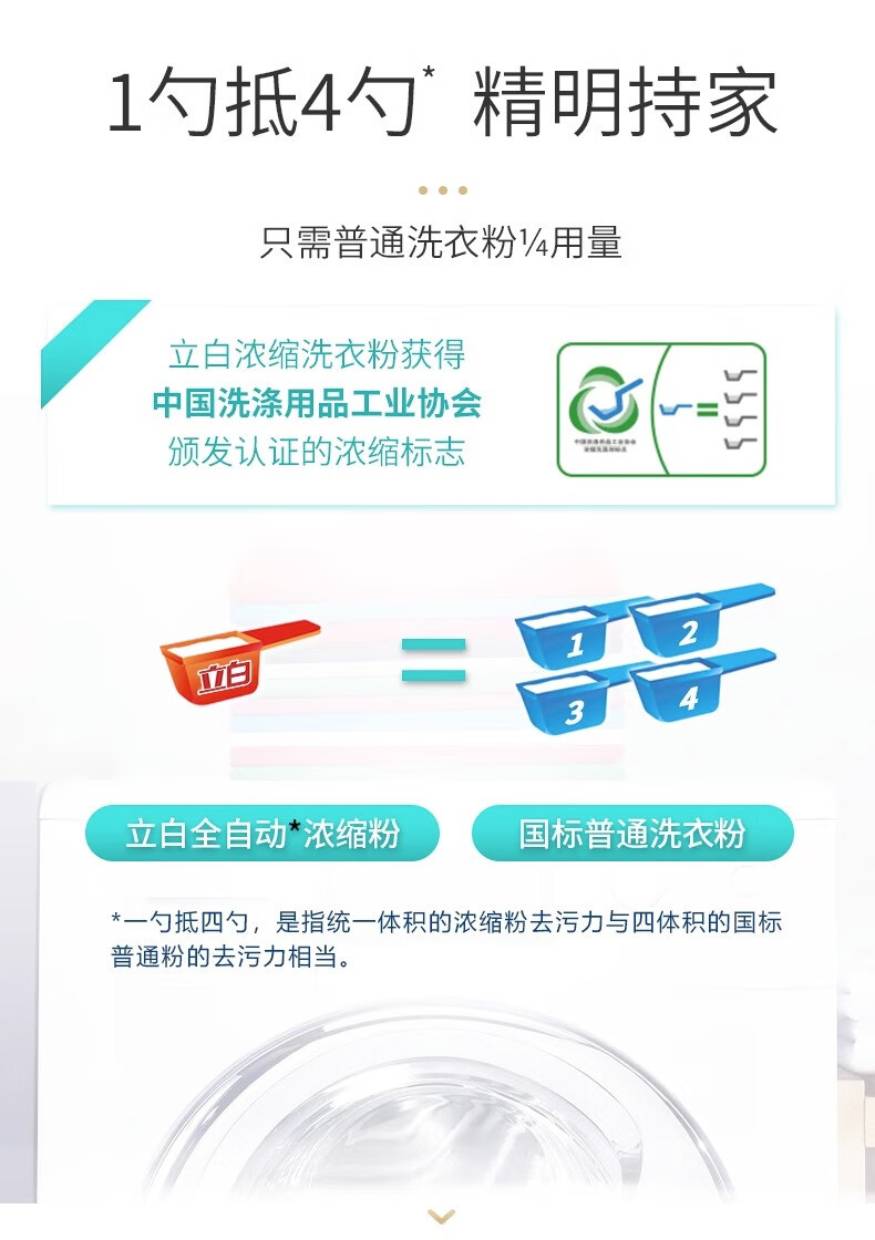 立白 全自动浓缩洗衣粉袋装家庭装 低泡易漂家用实惠持久留香515g