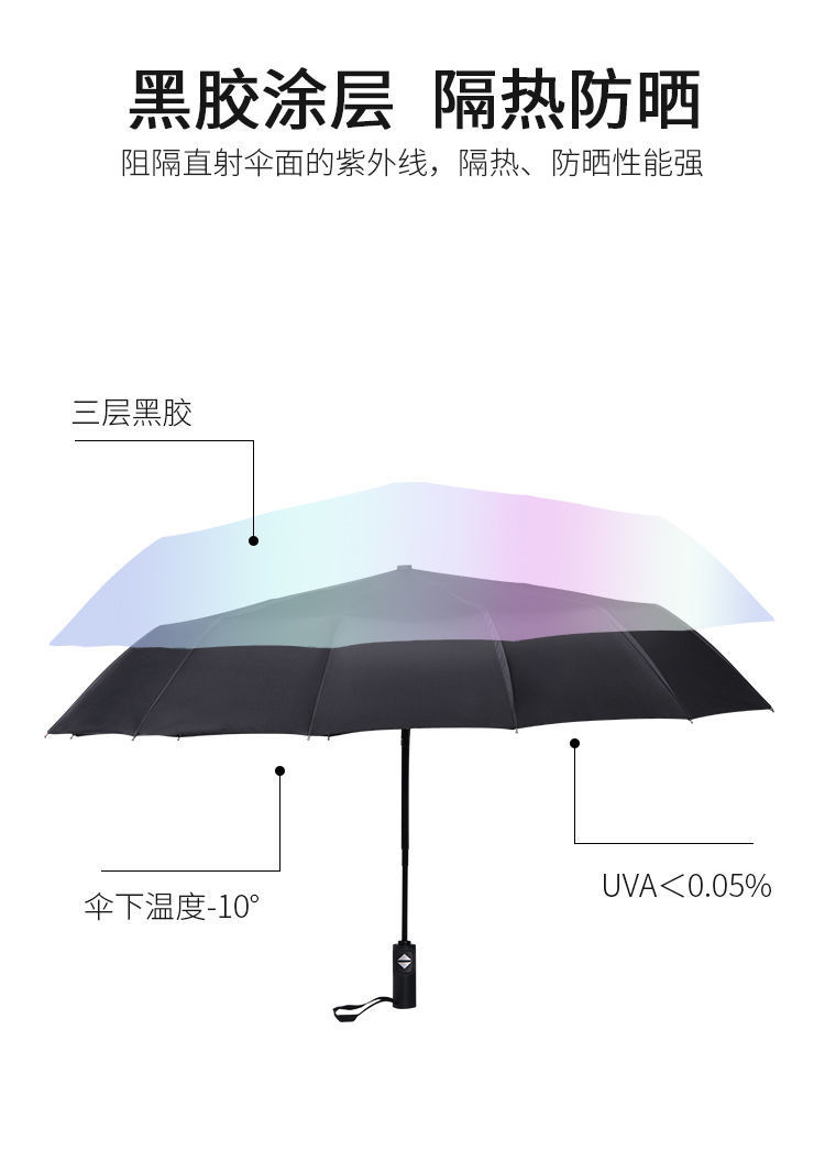 折叠全自动雨伞十骨大号情侣双人伞三折伞晴雨两用遮阳伞防紫外线