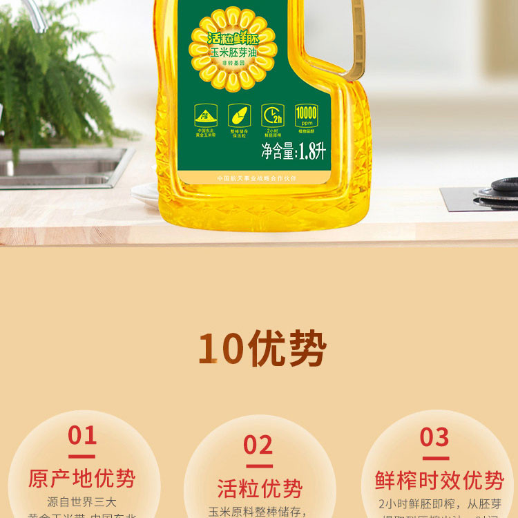 福临门活力鲜胚玉米油1.8L