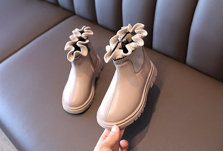  verhouse 短筒靴女童针织秋季一脚蹬短靴儿童休闲童靴 时尚防滑
