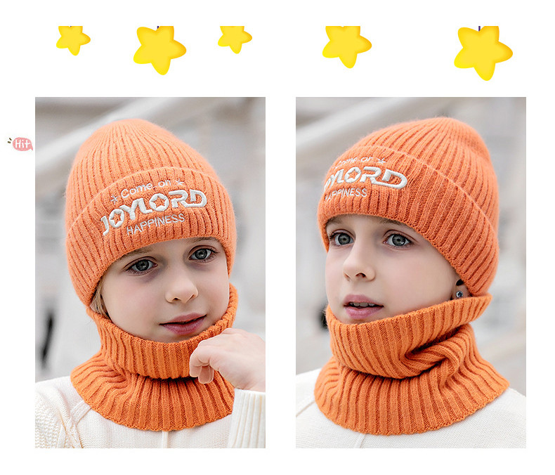  模范丈夫 儿童新款针织帽+围脖套装秋冬季保暖舒适纯色套装 舒适 御寒