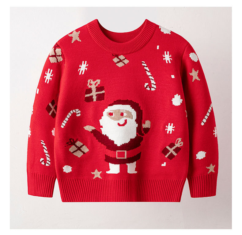  模范丈夫 儿童新款针织衫冬季圣诞节老人卡通套头休闲打底衫 舒适 休闲