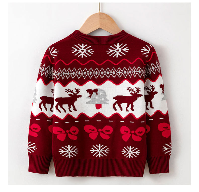  模范丈夫 儿童新款针织衫冬季圣诞麋鹿圆领套头休闲舒适上衣 舒适 休闲