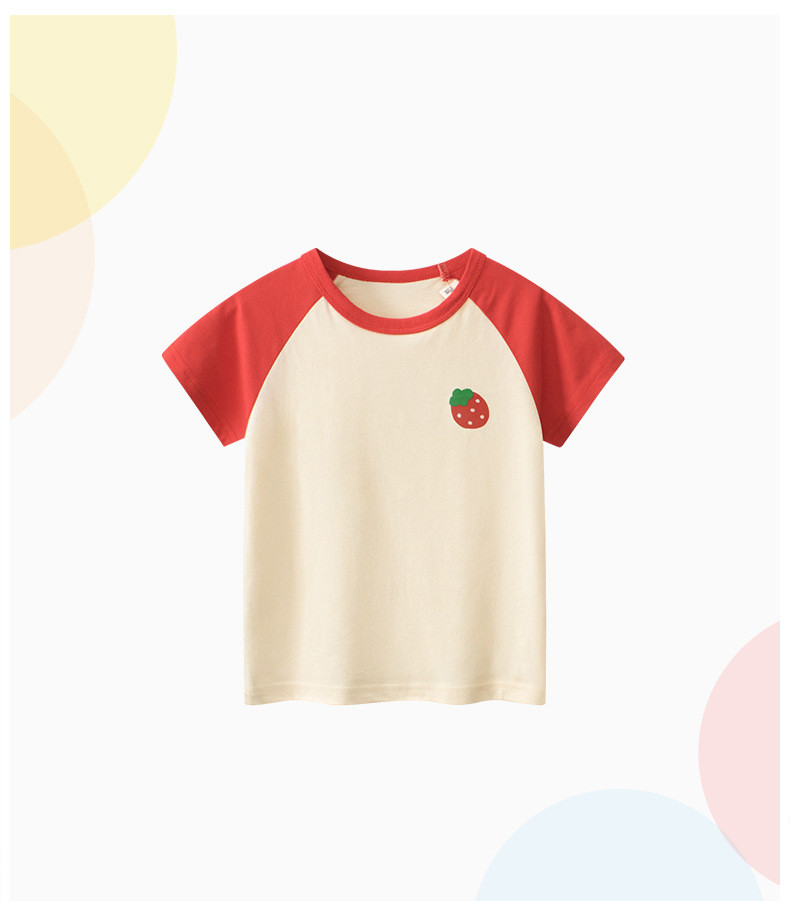 verhouse 童装夏季新款短袖T恤草莓印花女童打底衫 90cm 休闲亲肤 透气舒适