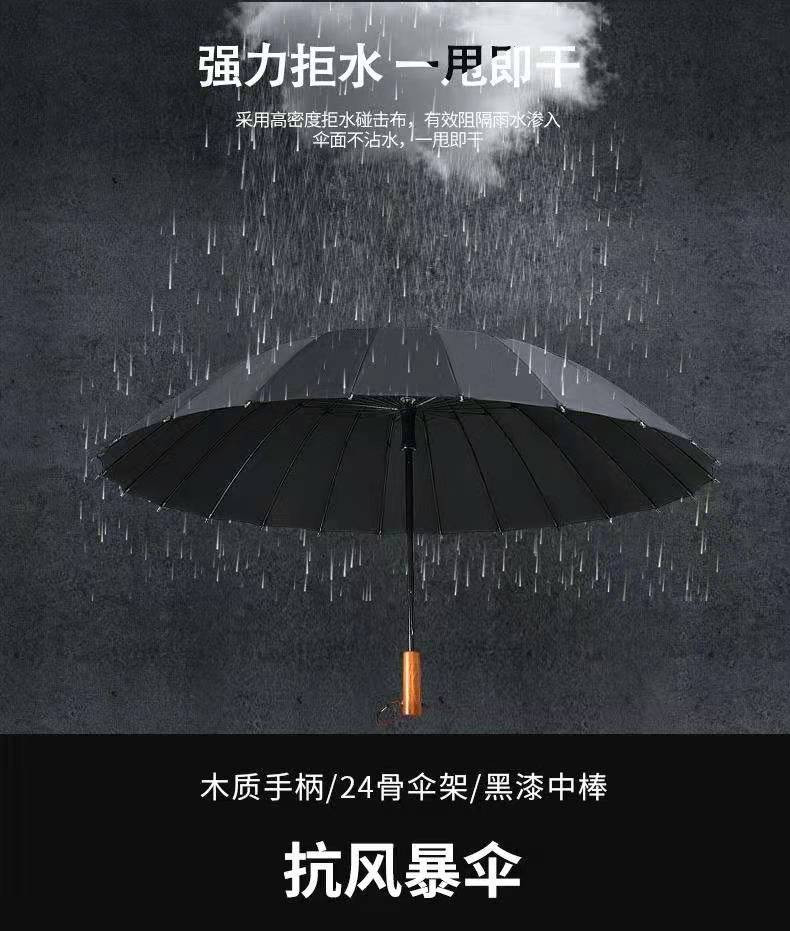 鲁凤来 雨伞 长柄24骨架晴雨伞 男女通用 抗风加固 直柄雨伞