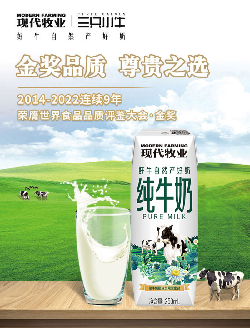 现代牧业【赣品出赣】精装纯牛奶250ml*12盒