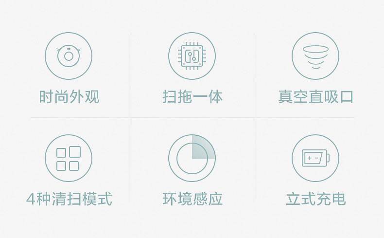 美的/MIDEA 扫地机器人R2TCN 扫拖一体机 环境感应 真空吸口 4种清扫模式