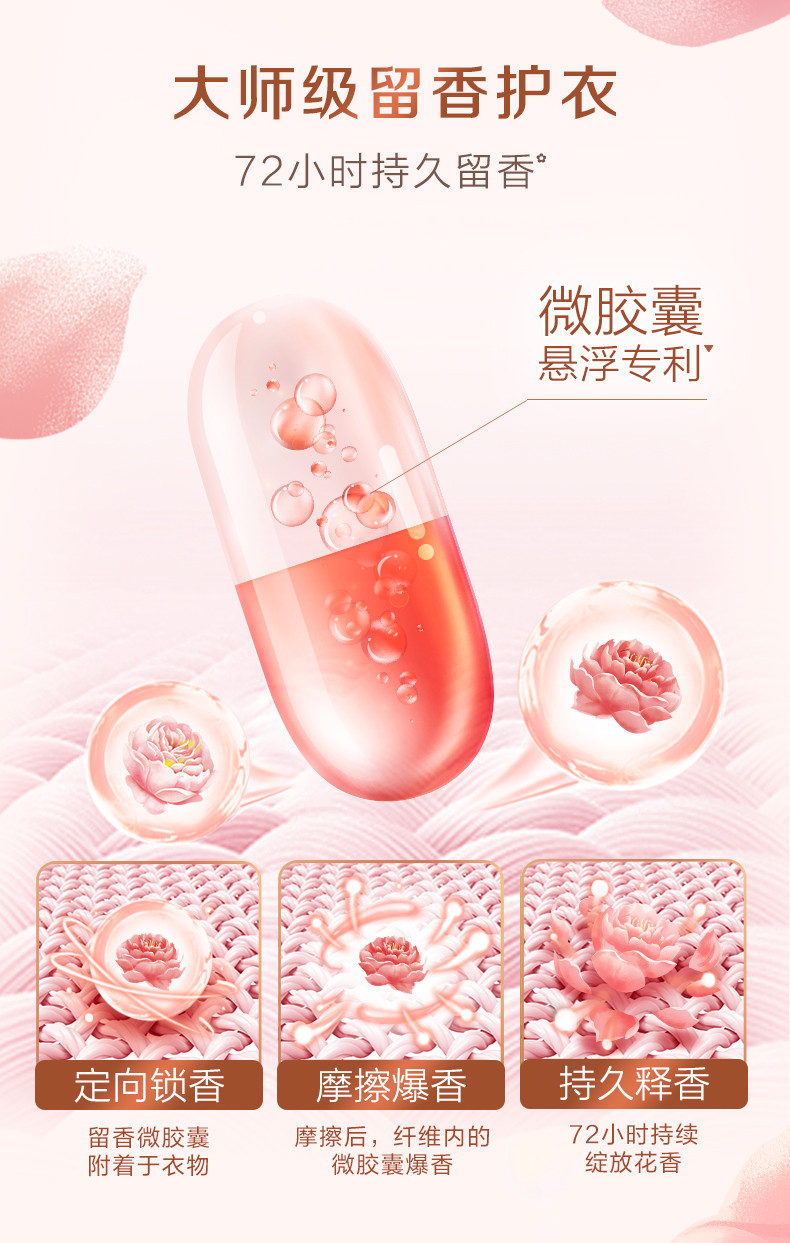 立白大师香氛洗衣液1kg*2瓶留香72效护色柔顺深层洁净