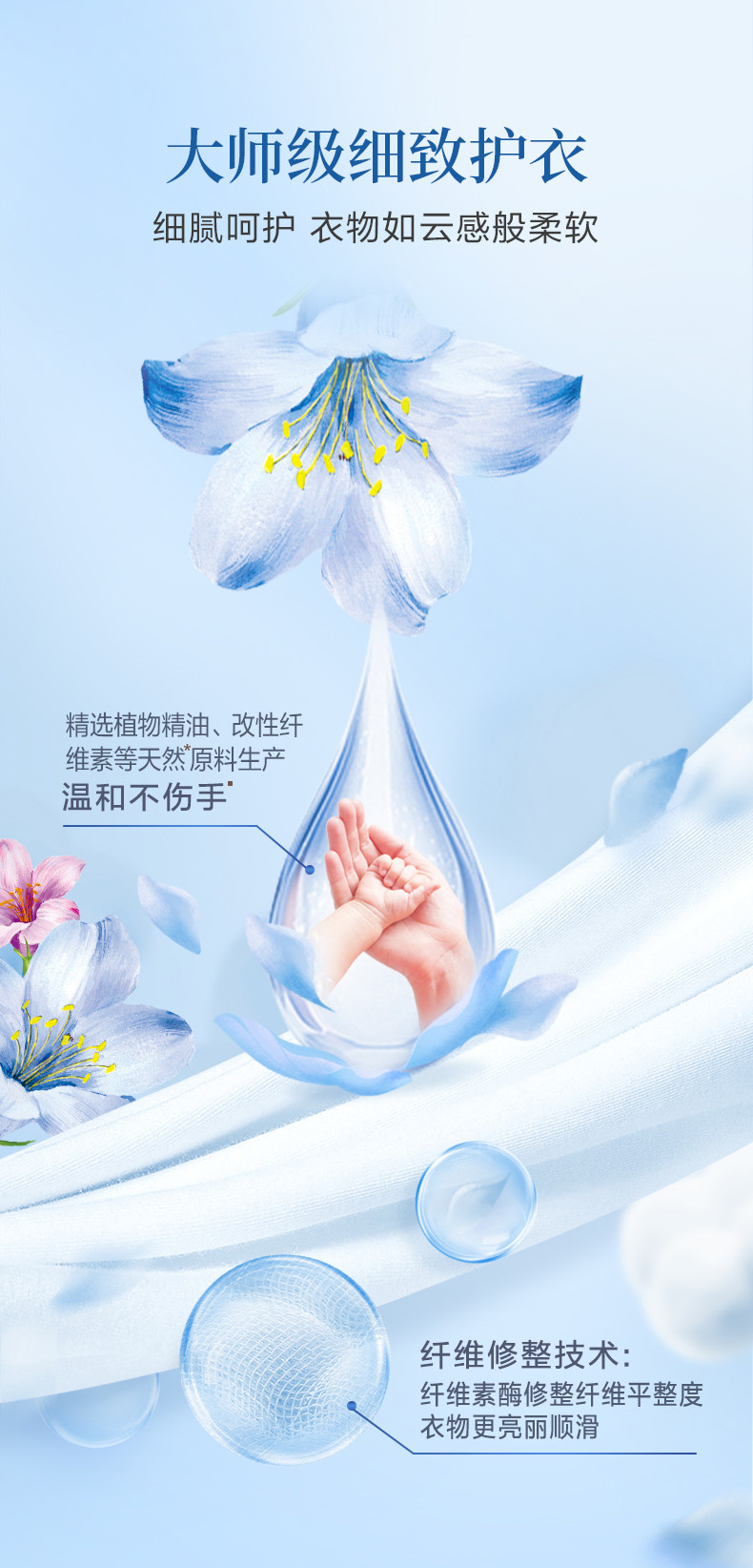 立白 大师香氛洗衣粉奇遇蓝风铃1.5kg+薰衣草1.08kg