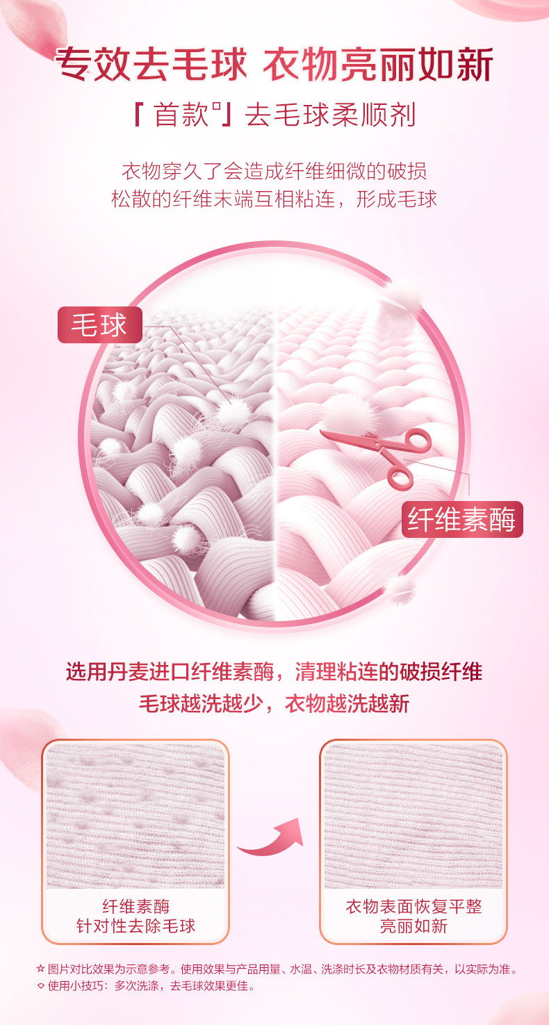 立白 大师香氛天然护衣柔顺剂1kg*2袋 护衣柔顺剂去毛球柔软蓬松