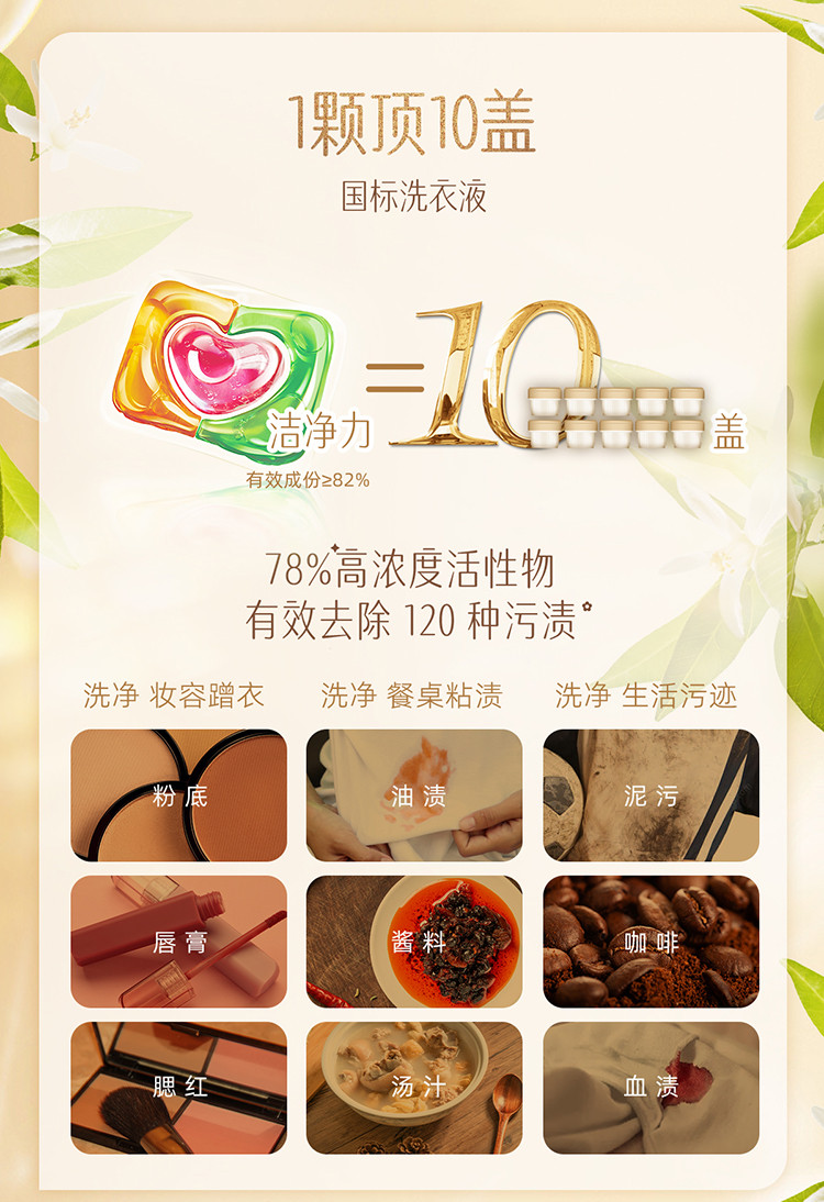 立白 香氛净护凝珠90g*1袋+爆炸盐10g*2袋 持久留香6合1