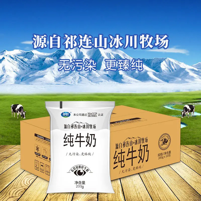  祁牧乳业 祁牧纯牛奶（净含量200g*16）