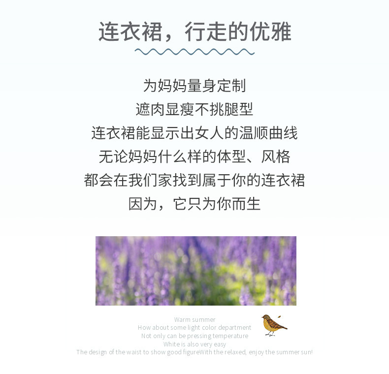 雪暖 夏季女式新款中老年妈妈款轻薄时尚休闲连衣裙XMTQ6093