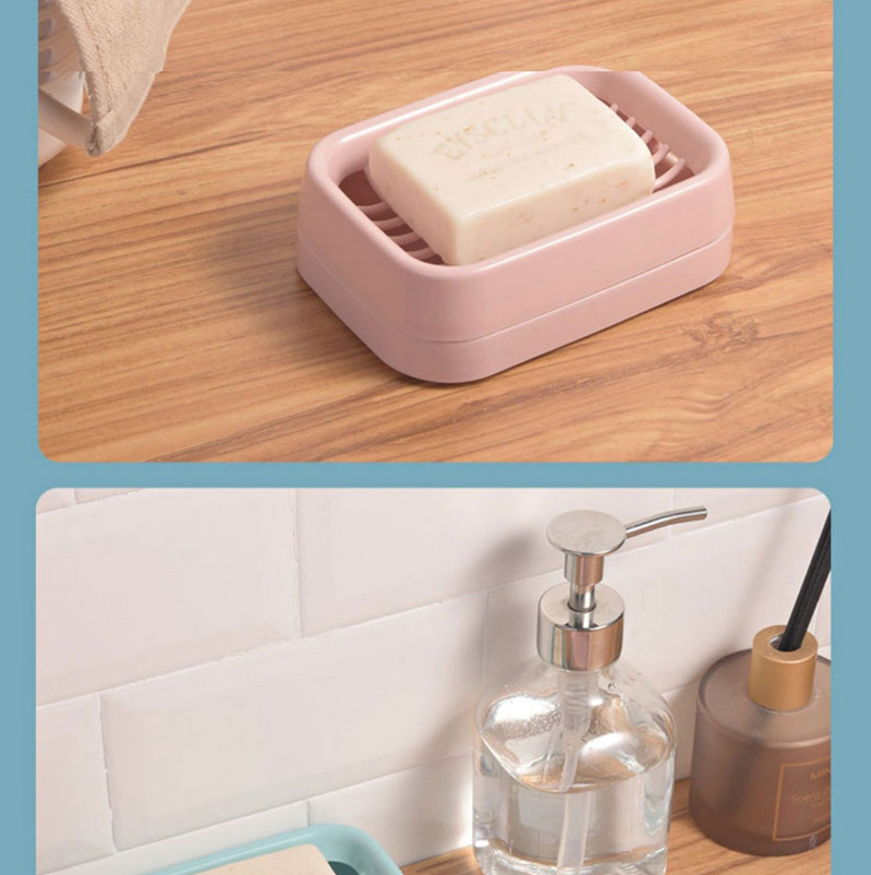 茶花肥皂盒塑料香皂盒双层沥水肥皂架时尚卫生间置物架洗衣皂盒2个装